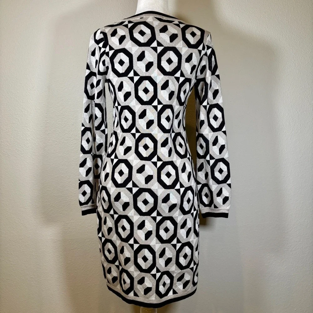 Boden Geometric Long Sleeve Sweater Dress Size 6 - Picture 3 of 9